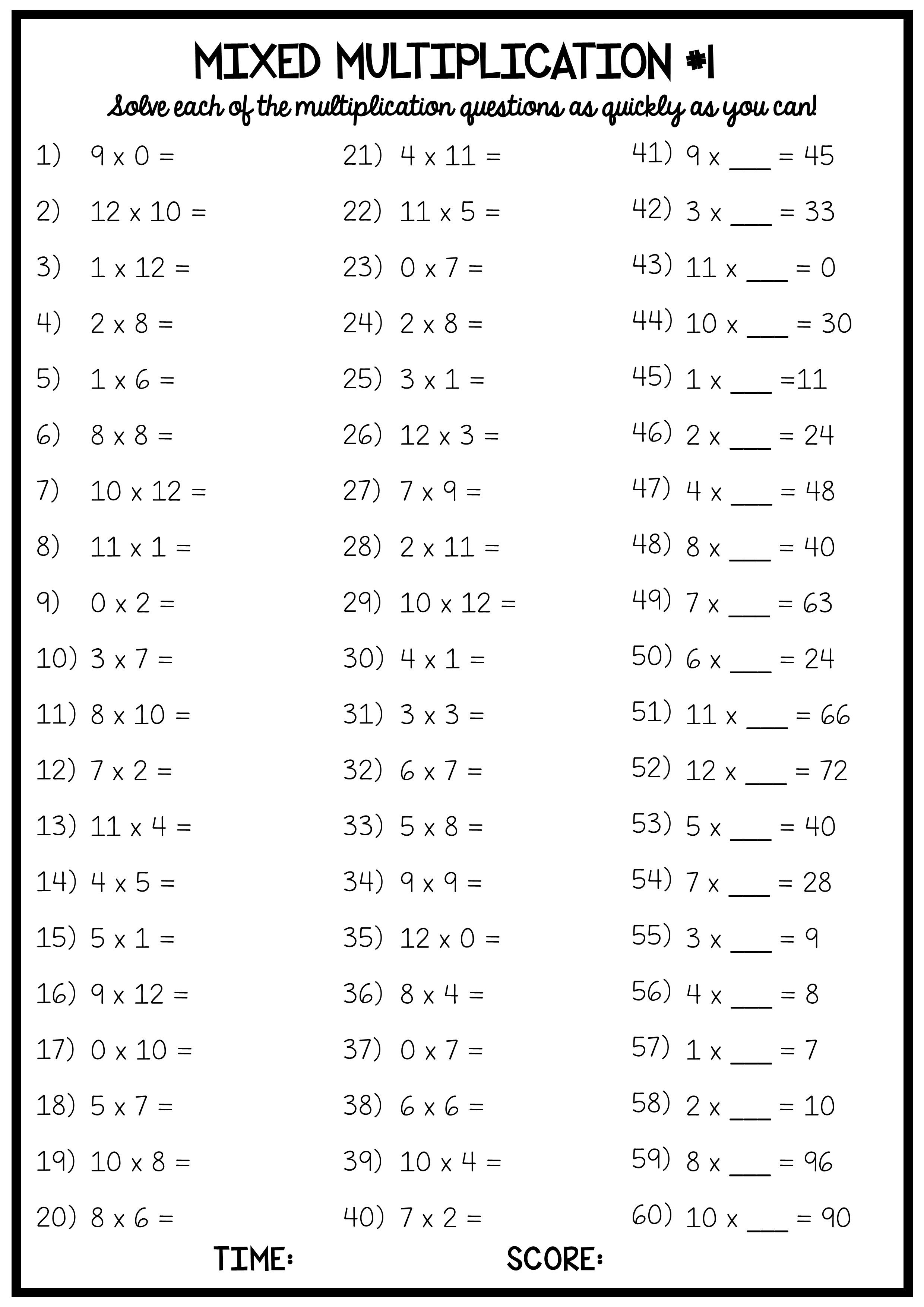 30 Maths Multiplication Worksheets For Class 2