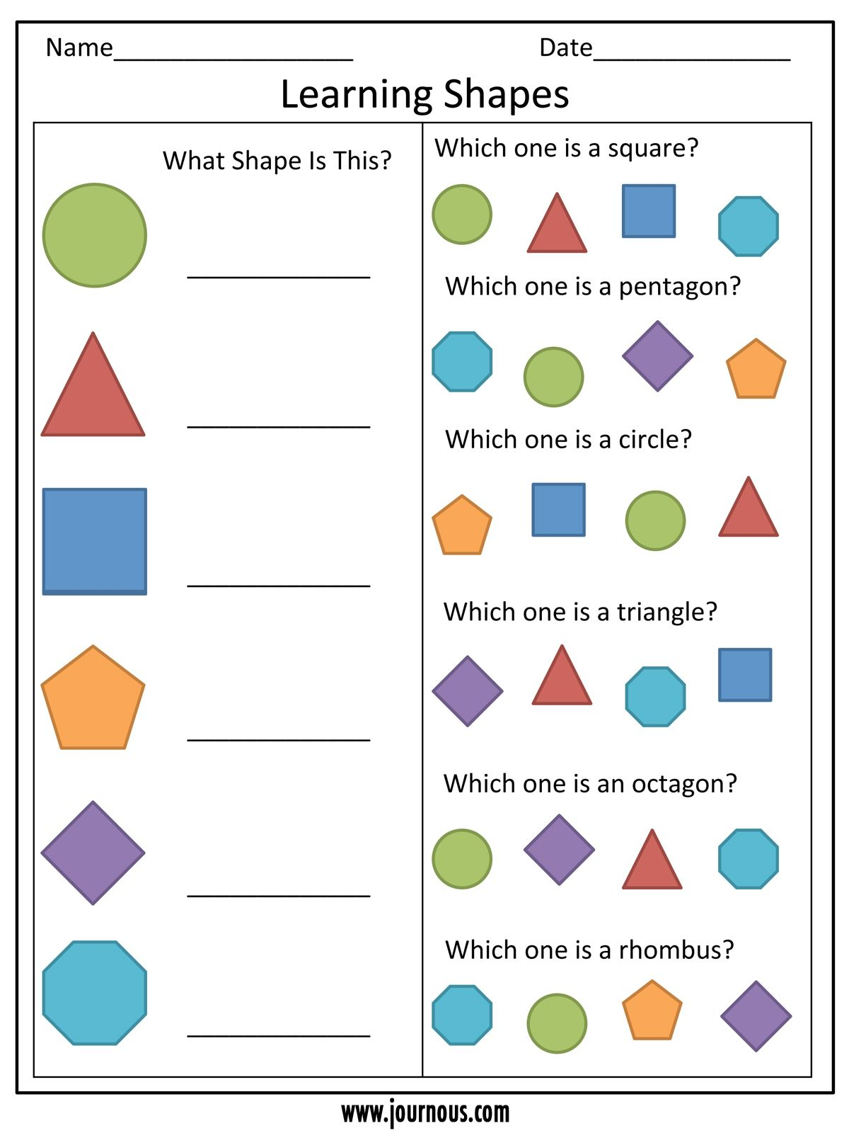 30 Shapes And Colors Worksheets For Kindergarten