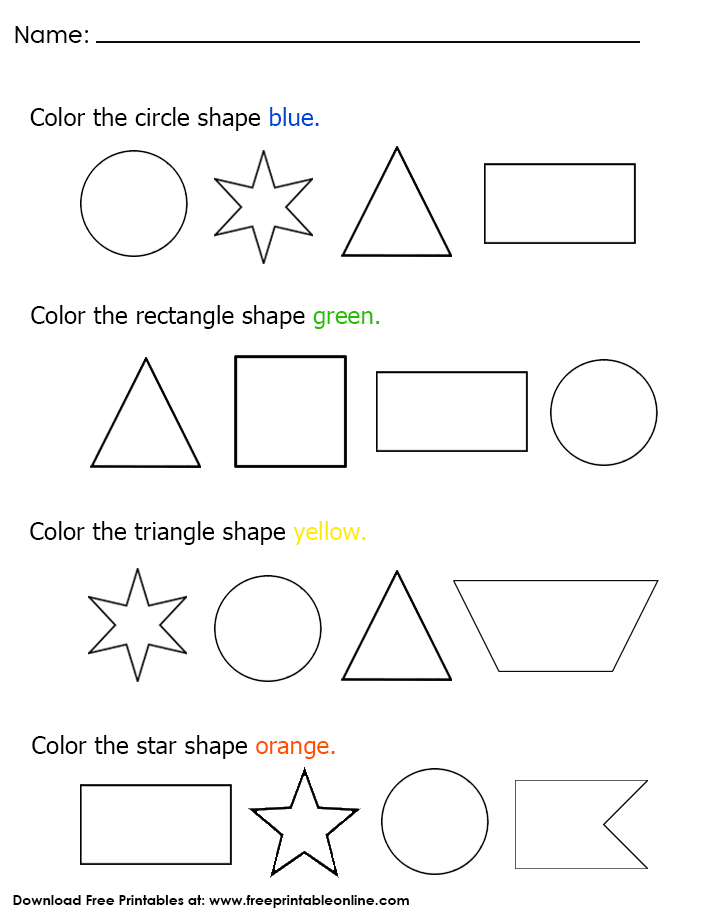 30 Shapes And Colors Worksheets For Kindergarten