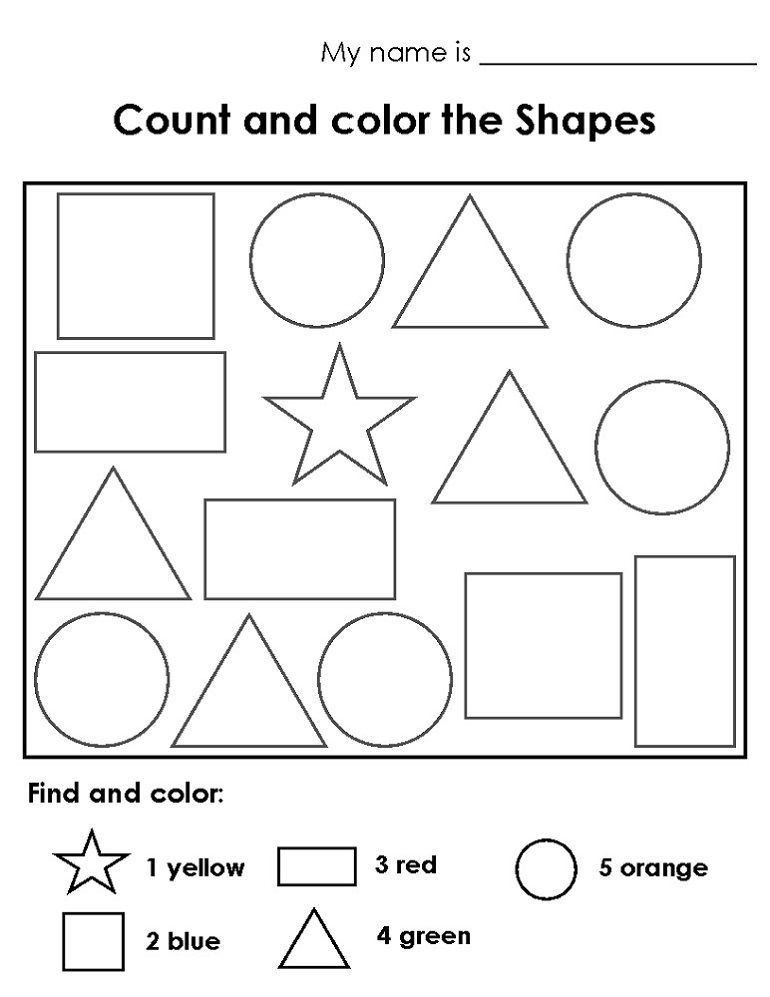 30 Shapes And Colors Worksheets For Kindergarten