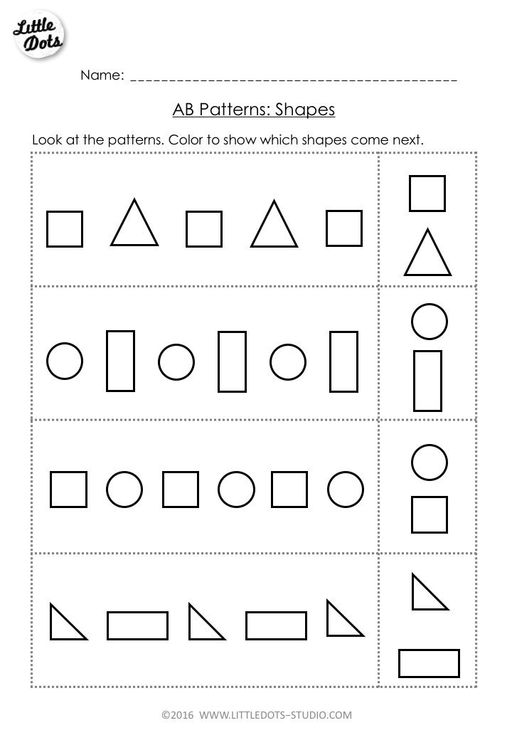 30 Shapes Pattern Worksheets For Kindergarten