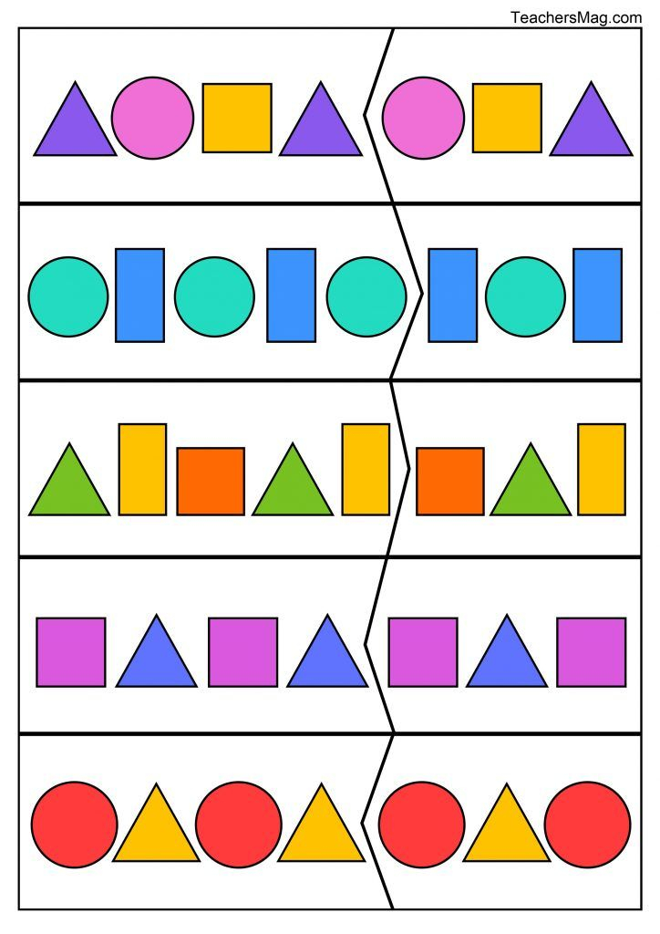 30 Shapes Pattern Worksheets For Kindergarten