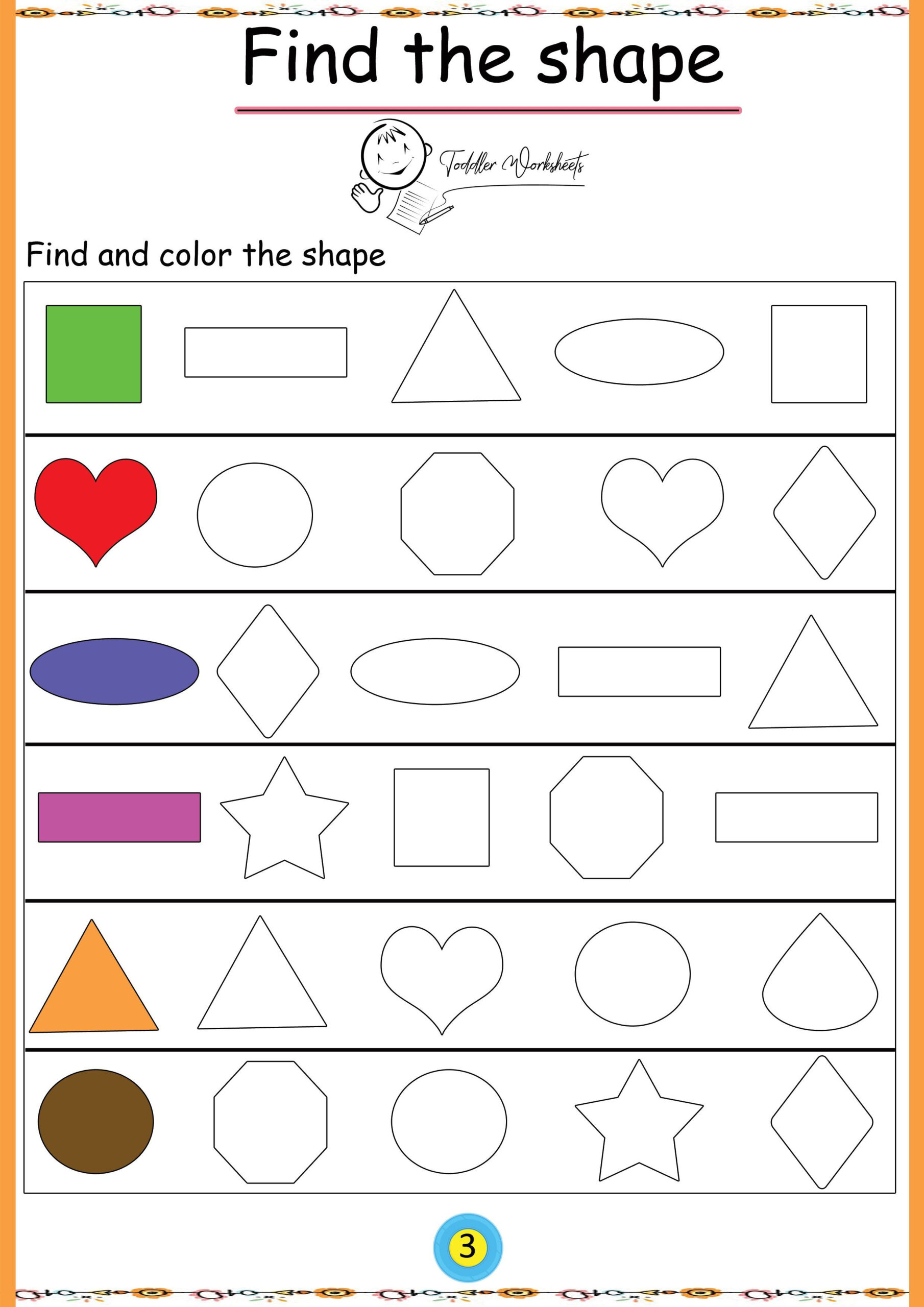 30 Shapes Pattern Worksheets For Kindergarten