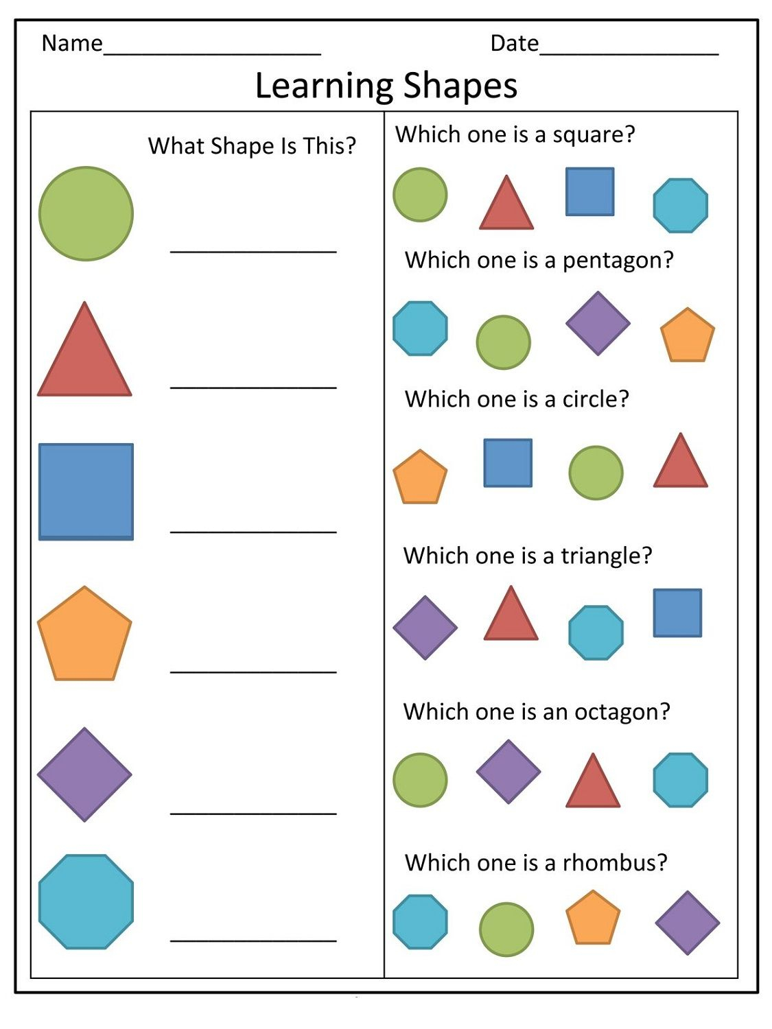 30 Shapes Pattern Worksheets For Kindergarten