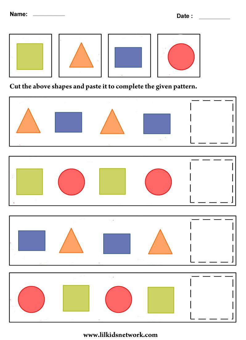 30 Shapes Pattern Worksheets For Kindergarten