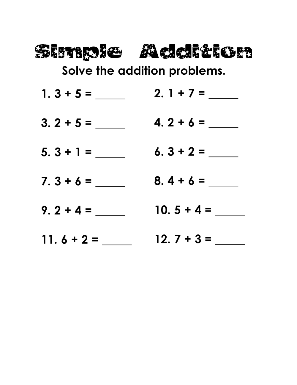 30 Simple Math Worksheets For Kids