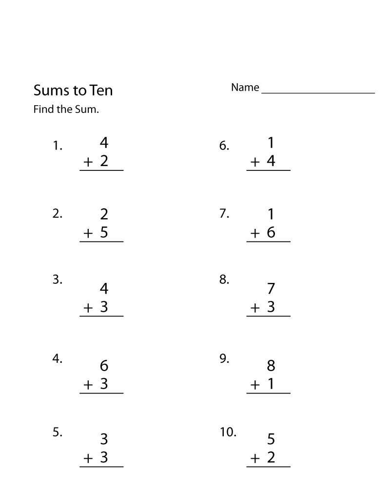 30 Simple Math Worksheets For Kids