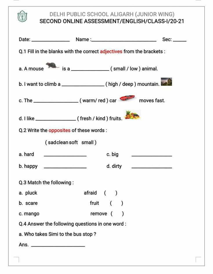 21 English Worksheets For Grade 1 Grammar Nouns