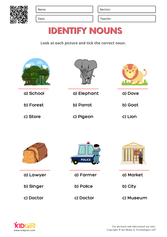 21 English Worksheets For Grade 1 Grammar Nouns