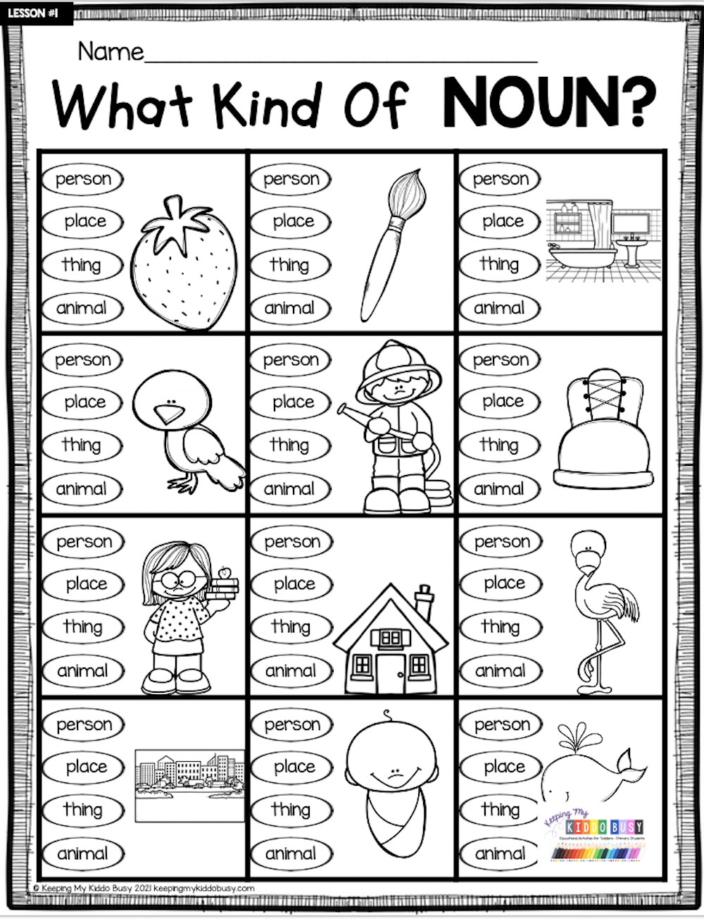21 English Worksheets For Grade 1 Grammar Nouns