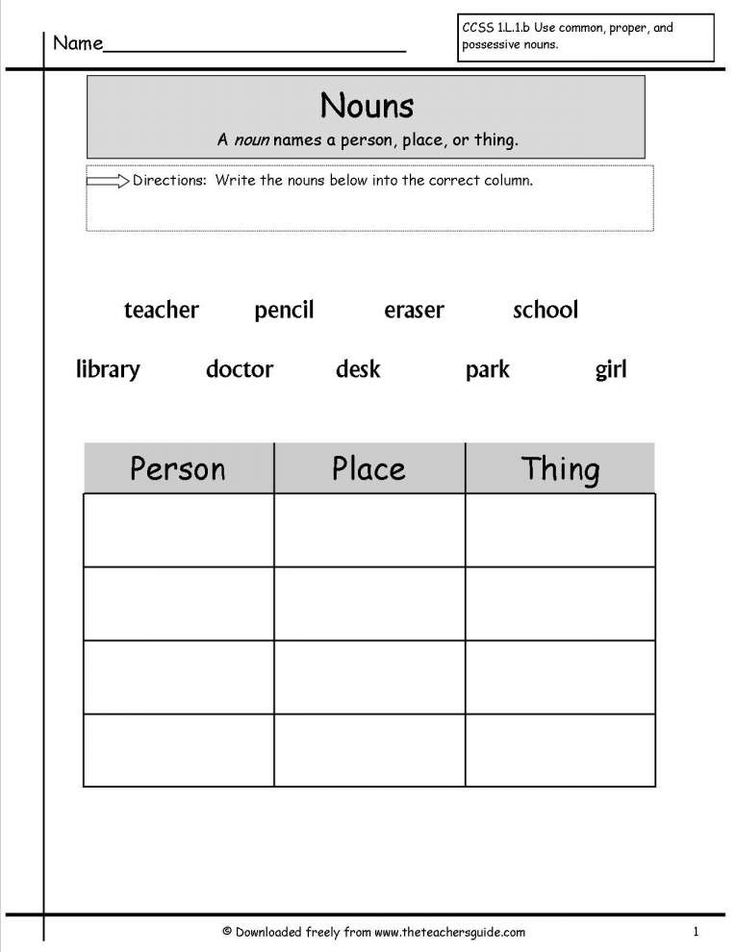 21 English Worksheets For Grade 1 Grammar Nouns