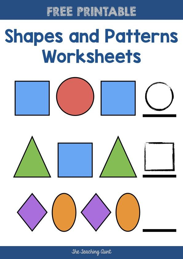 21 Shapes Pattern Worksheets For Kindergarten