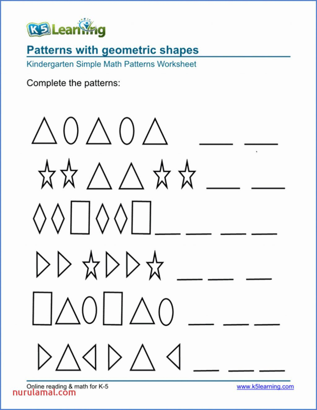 21 Shapes Pattern Worksheets For Kindergarten