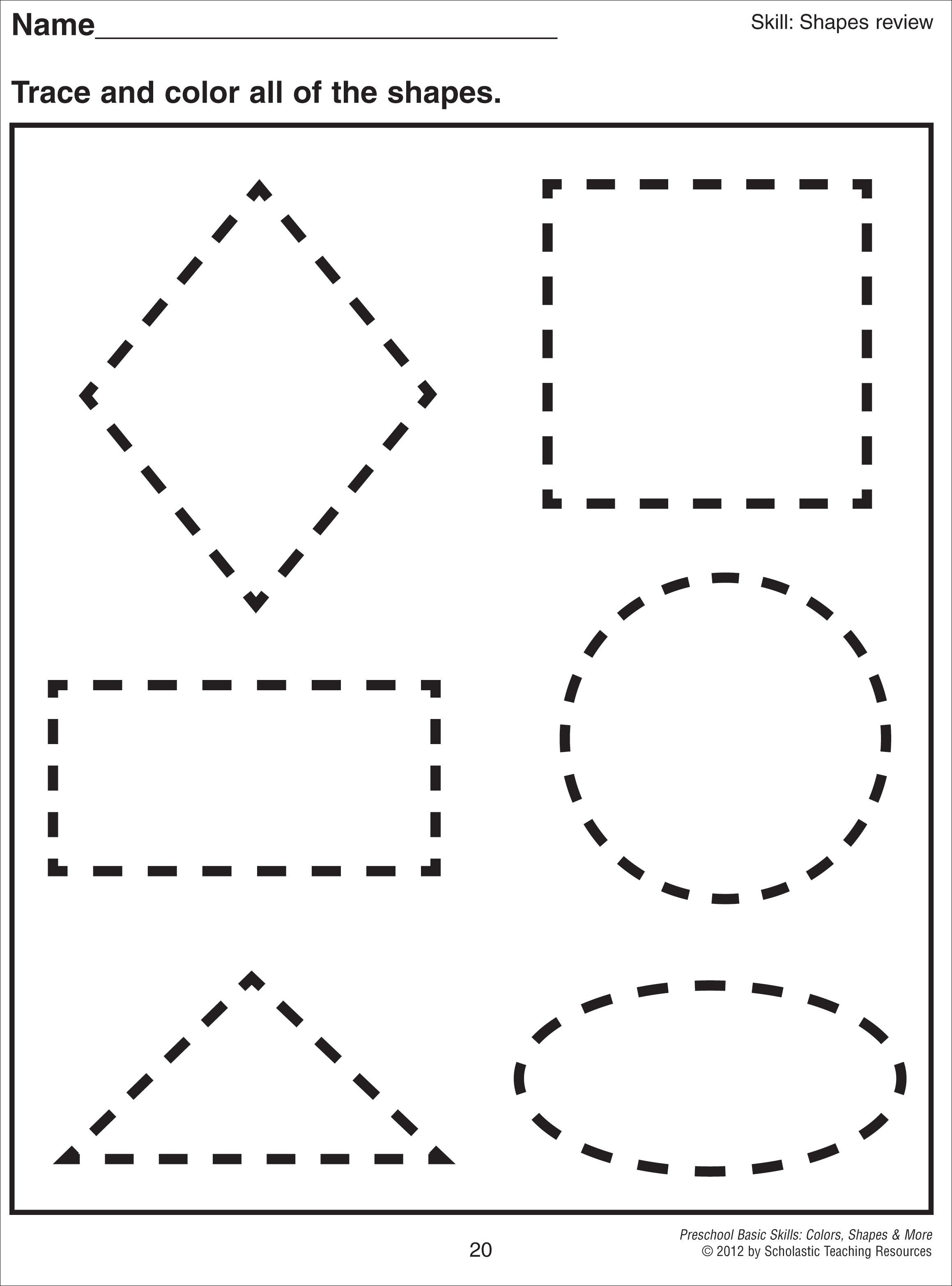 21 Shapes Pattern Worksheets For Kindergarten