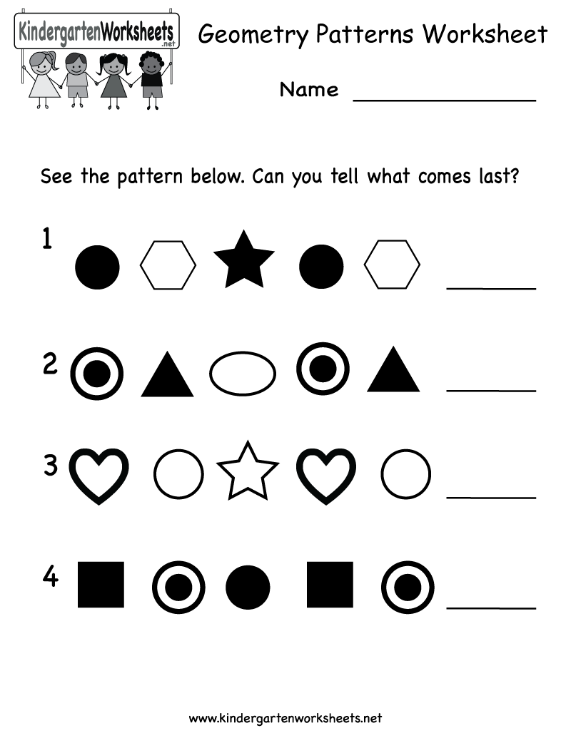 21 Shapes Pattern Worksheets For Kindergarten