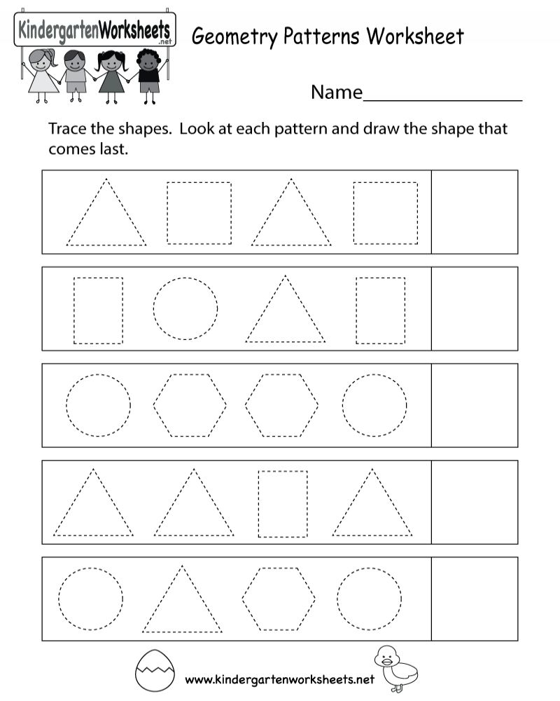 21 Shapes Pattern Worksheets For Kindergarten